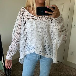 Free People Napa Oversized Open Knit Mesh Long Sleeve